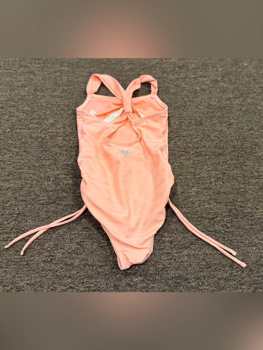 Justice Peach One-Piece Swimsuit with Blue-Green & Purple Sequin Mermaid Sz 6
